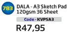 Dala-A3 Sketch Pad 120gsm 36 Sheet KVPSA3