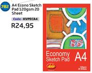 A4 Econo Sketch Pad 120gsm 20 Sheet KVPECA4