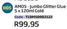 AMOS-Jumbo Glitter Glue 5x120ml Gold(TLDMS0902122)-Each