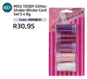 Miss Teddy Glitter Shaker Blister Card Set(KVGBLM)-5x8g Each