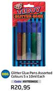 Gliter Glue Pens Assorted Colours(KVTEDKGG)-5x10ml Each