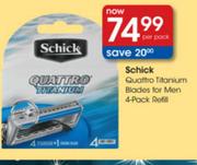 Schick Quattro Titanium Blades for Men-4-pack Refill per pack