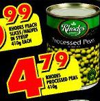 Rhodes Processed Peas-410g