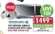 Kelvinator 42 Ltr Metallic Mirror Microwave with Grill + Free Steam Pot