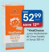 Viral Choice Junior Multivitamin-60 Chew Tablets Or Syrup-200ml