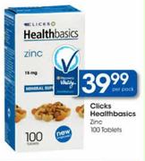 Clicks Healthbasics Zinc-100 Tablets