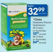 Clicks Raspberry Flavour Multivitamin-30 Chews Or Gummies