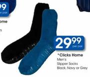 Clicks Home Men's Slipper socks Black, Navy Or Grey
