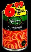 Rhodes Spaghetti in Tomato Sauce-410gm