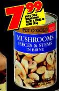 Pot O' Gold Mushrooms Pieces & Stems in Brine-285gm