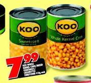 Koo Sweetcorn/Whole Kenel Corn 