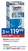 Sandoz Calcium Forte Effervescent Tablets-3x10's
