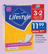 Lifestyle Scented or Unscented Pantyliners-25's Per Pack