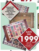 Assorted Original Oriental Hand Woven Kelim Dhurries-190cm x 280cm each
