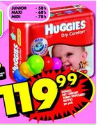 Huggies Dry Comfort Jumbo Disposable Nappies-58's/68's/78's per pack