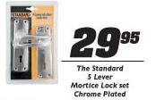 The Standard 5 Lever Mortice Lock Set Chrome Plated