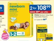 Clicks Newborn Value Pack Disposable Nappies-1 Pack Each