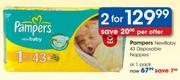 Pampers New Baby Disposable Nappies-2x43's
