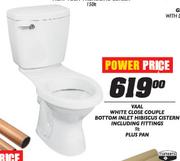 Vaal White Close Couple Bottom Inlet Hibiscus Cistern Including Fitting Plus Pan 