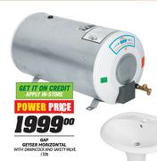 Gap Geyser Horizontal with Draincock and Safetyvalve-150Lt 