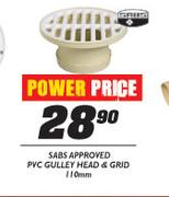 Sabs Approved PVC Gulley Head & Grid-110mm