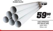 Sabs Approved PVC Waste Pipe-50mmx6m