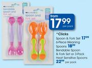 Clicks Bendoble Spoon & Fork Set Or 3-Pack Heat Sensitive Spoons