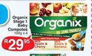 Organix Stage 1 Baby Compotes-4x100g Each