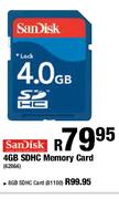 Sandisk 4GB SDHC Memory Card