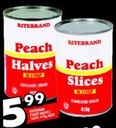 Ritebrand Peach Halves/Slices-410g each