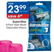Suoer-Max 5 Pack Triple Blade Disposable Razors-5 Pack Per Pack