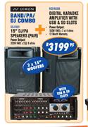 N-Dixon 15" DJ/PA Speakers (Pair) + Digital Karaoke Amplifier With USB & SD Slots