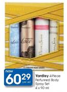 Yardley 4-Piece Perfumed Body Spray Set-4x90ml