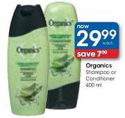 Organics Shampoo Or Conditioner-400ml Each