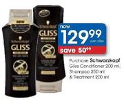 Purchase Schwarzkopf Gliss Conditioner-200ml/Shampoo-250ml & Treatment-200ml