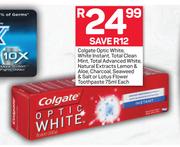 Colgate Optic White,White Instant,Total Clean Mint-75ml Each