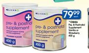 Clicks Pre & Potential Supplement Vanilla or Strawberry-400g Each