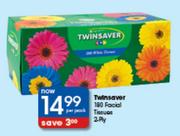 Twinsaver 180 Facial Tissues-2-Ply-Per Pack