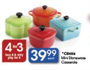 Clicks Mini Stoneware Casserole-Each