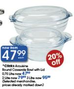 Clicks Arcuisine Round Casserole Bowl With Lid-0.75L