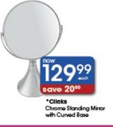 Clicks Chrome Standing Mirror With Curved Base-Each