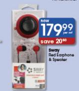 Sway Red Earphone & Speaker Per Set