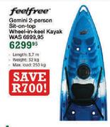 FeelFree Gemini 2-Person Sit-On-Top Wheel-In-Keel Kayak