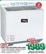 Defy Twin Tub Washing Machine-10kg(DTT161/171)
