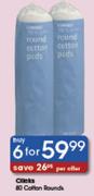 Clicks 80 Cotton Rounds-6's pack