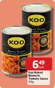 Koo Baked Beans In Tomato Sauce-410g Each