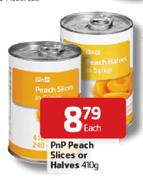 PnP Peach Slices Or Halves-410g Each