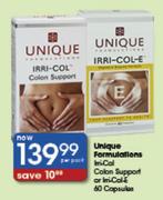 Unique Formulations Irri-Col Colon Support Or Irri-Col-E Capsules-60's