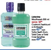 Listerine Mouthwash 500Ml Coolmint, Freshburst Or Antiseptic-Each