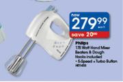 Philips 175W HR1456 Hand Mixer Bectors & Dough Hooks Included Each